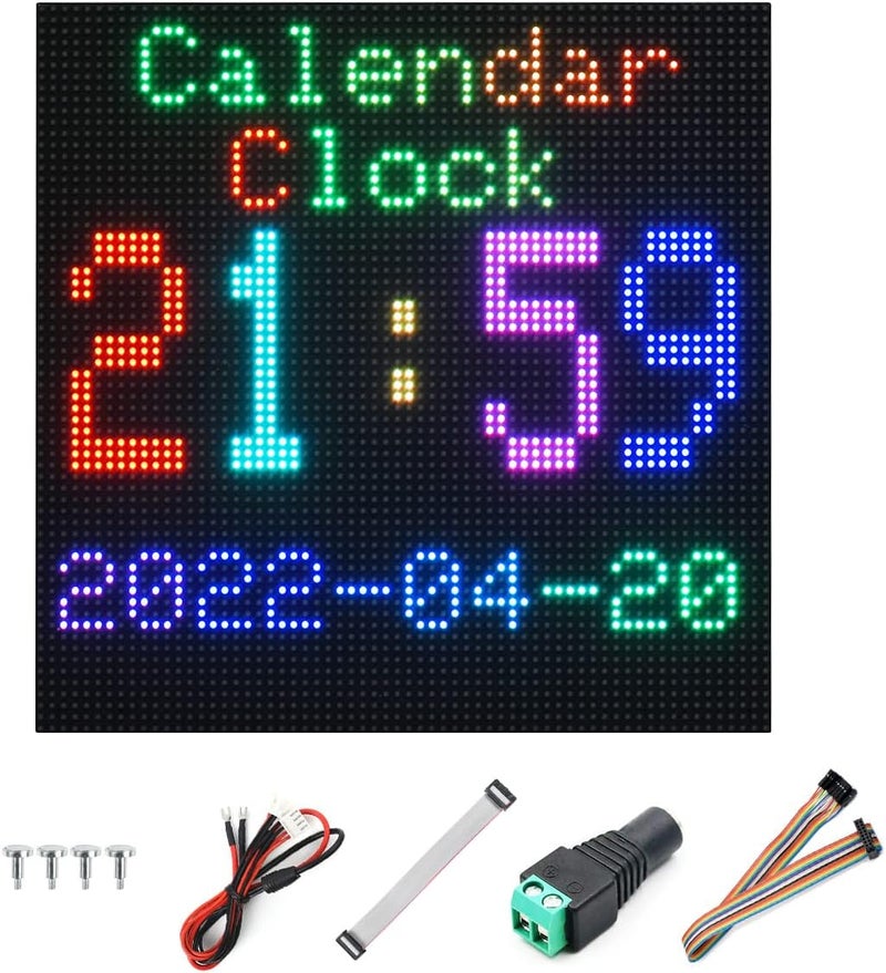 Waveshare RGB Full-Color LED Matrix Panel 3mm Pitch 64×64 Pixels 4096 Individual RGB LEDs Adjustable Brightness Compatible with Raspberry Pi - Image 1